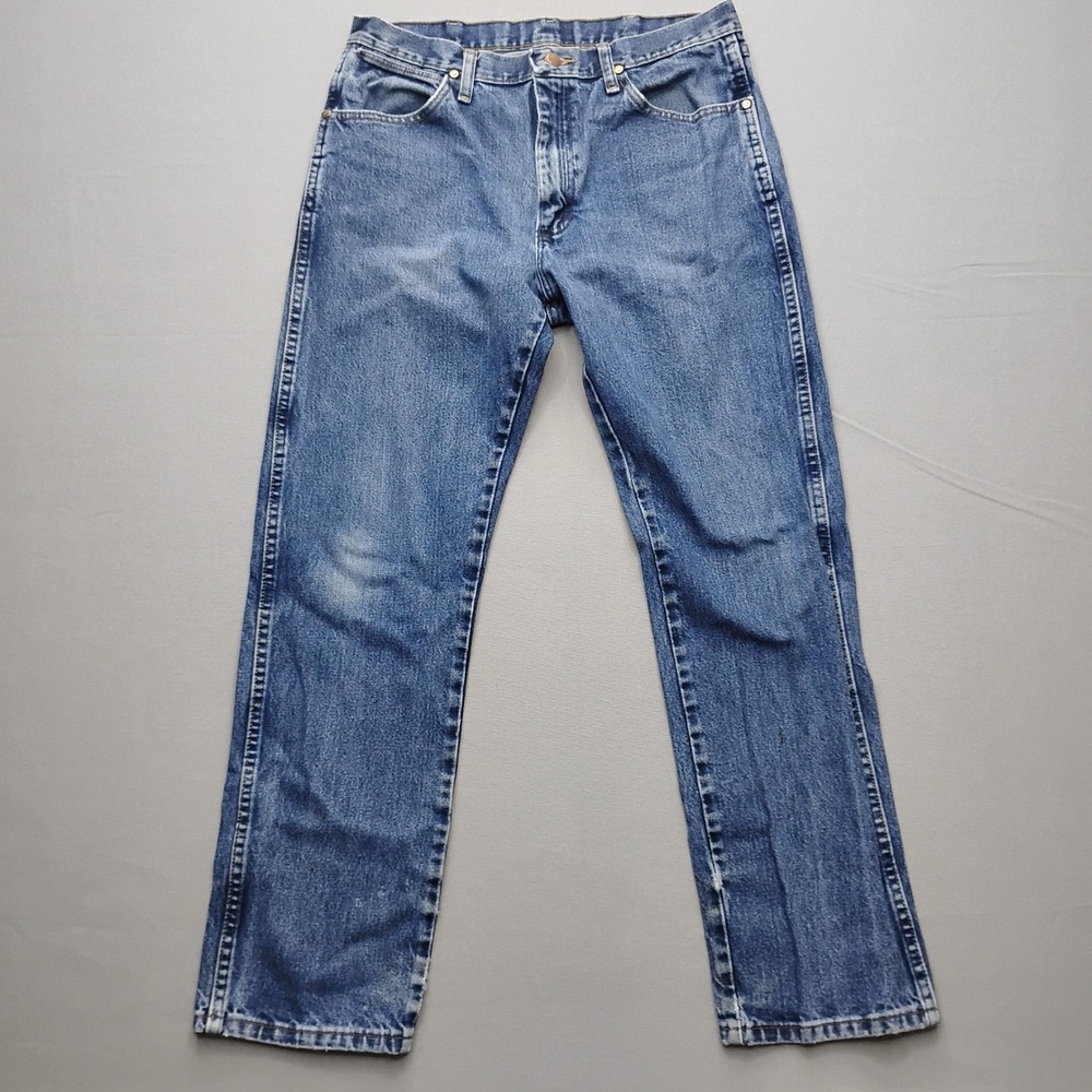 Wrangler Mens Regular Fit Straight Leg Blue Denim Jeans 33x32 cowboy cut